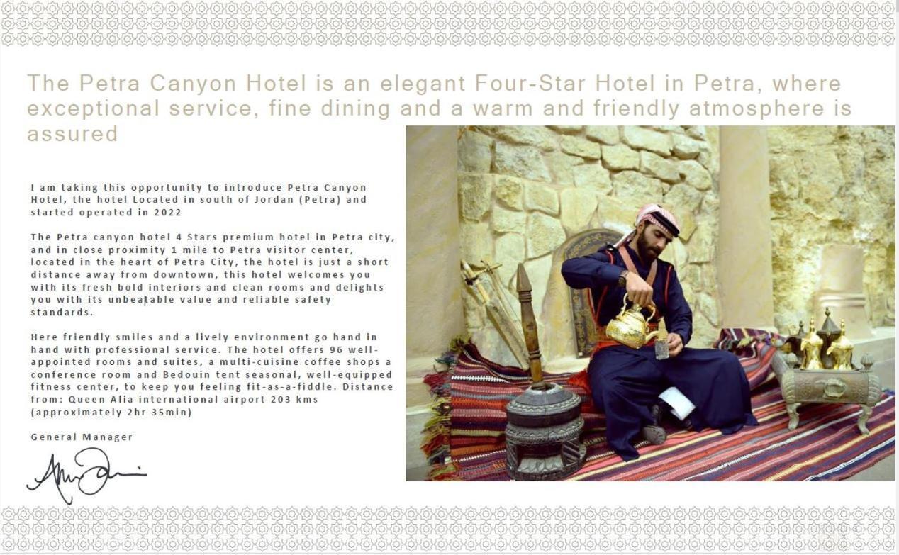 Petra Canyon Hotel Wadi Musa Exterior foto